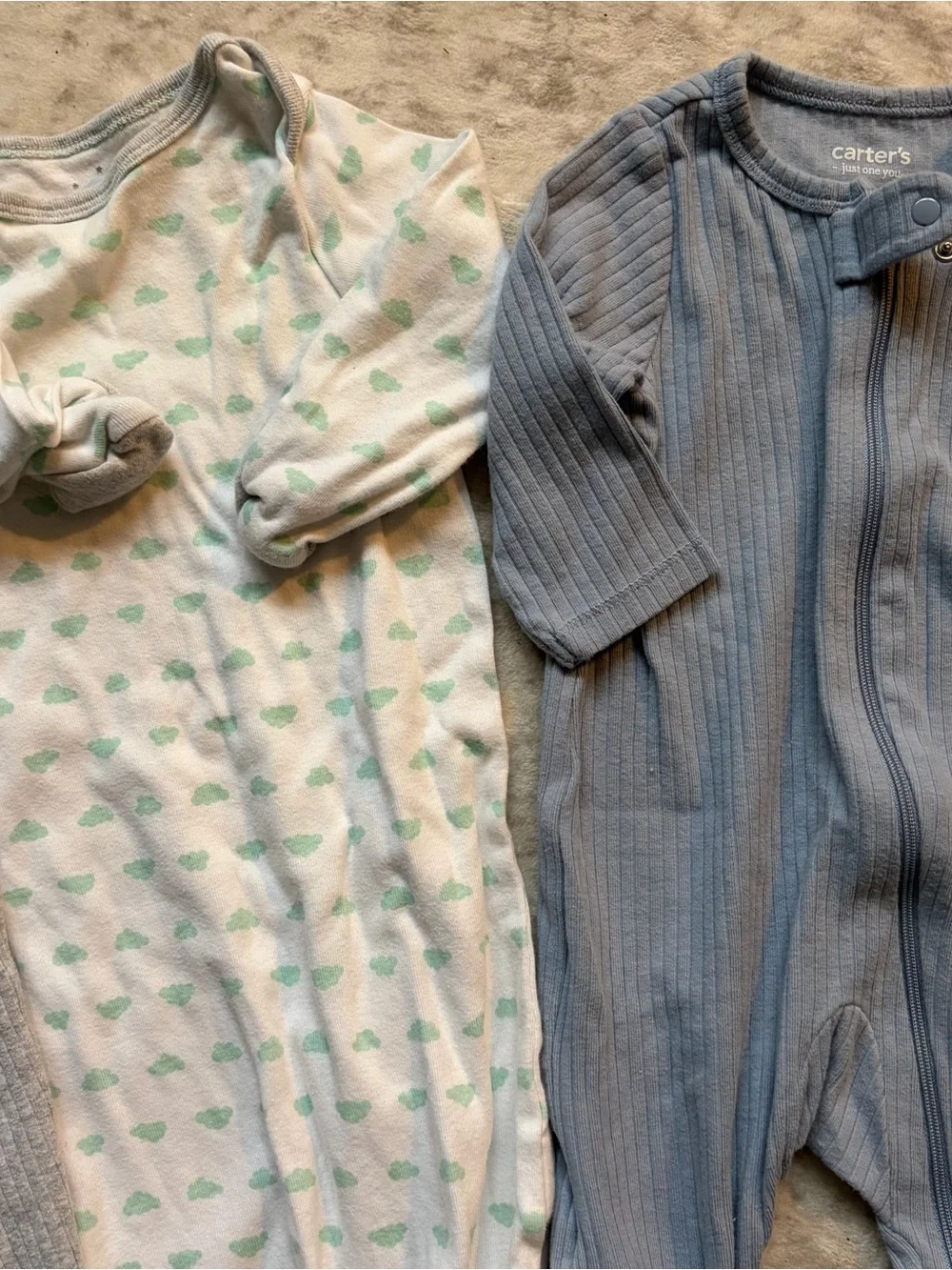 1 nightgown 0-6 months, 2 sleepers 3 months
